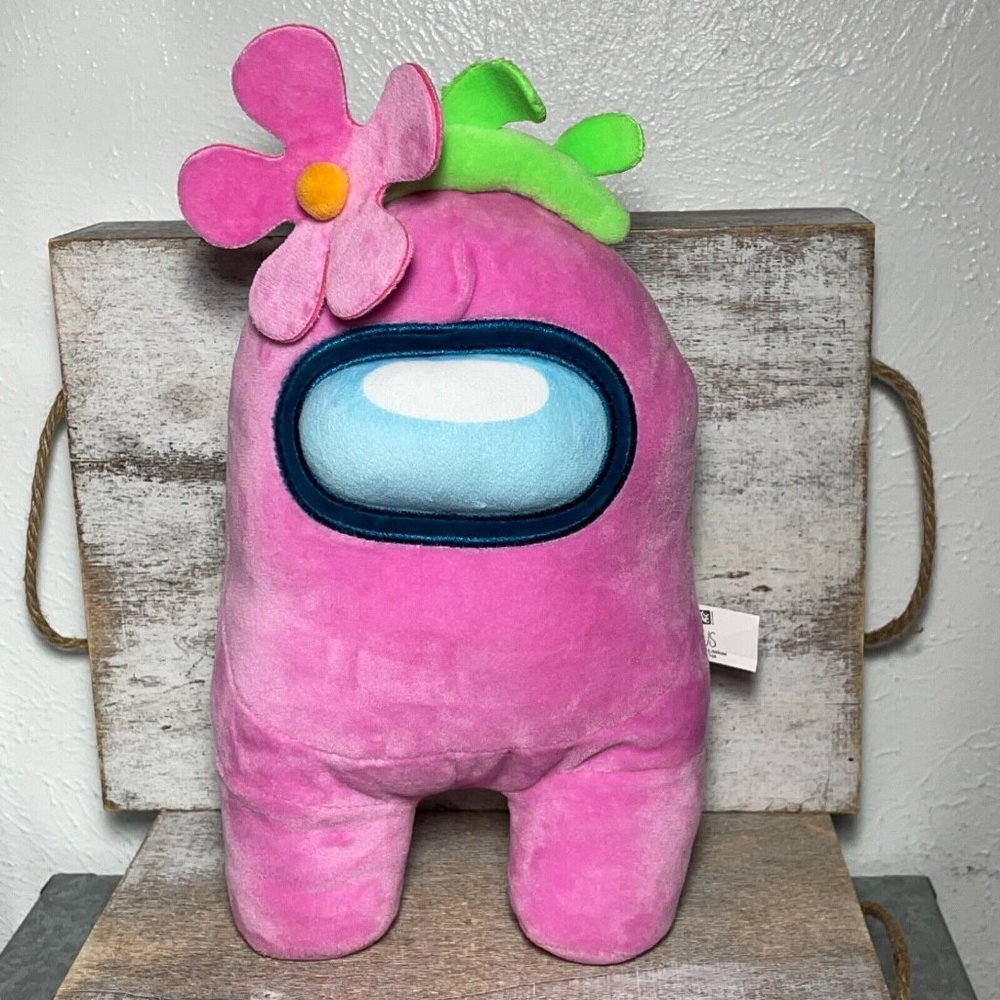 Toikido Among Us Pink with Flower Stuffed 12" Plush Stuffed Animals Toys